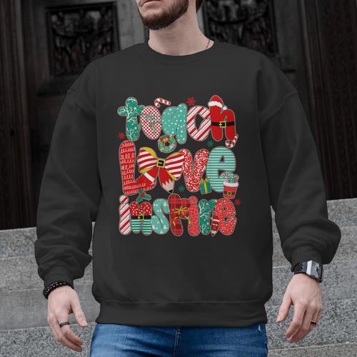 Christmas Coquette Bow Teacher Teach Love Inspire Men Graphic Sweatshirt - teacherstshirts.com AU