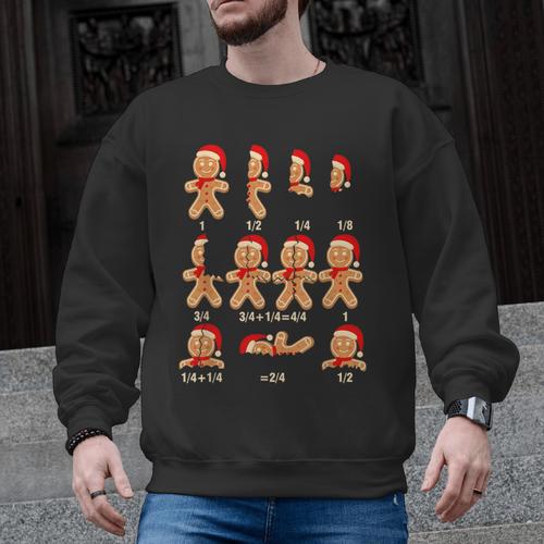 Christmas Math Teacher Equation Gingerbread With Santa Hat Men Women Men Graphic Sweatshirt - teacherstshirts.com AU