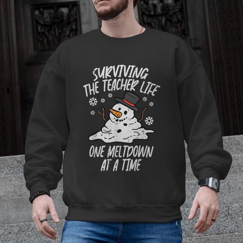 Christmas Surviving Teacher Life Meltdown Xmas Women Men Men Graphic Sweatshirt - teacherstshirts.com AU