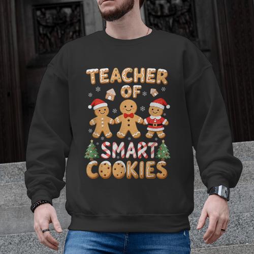 Christmas Teacher Of Smart Cookies Gingerbread Man Teaching Men Graphic Sweatshirt - teacherstshirts.com AU