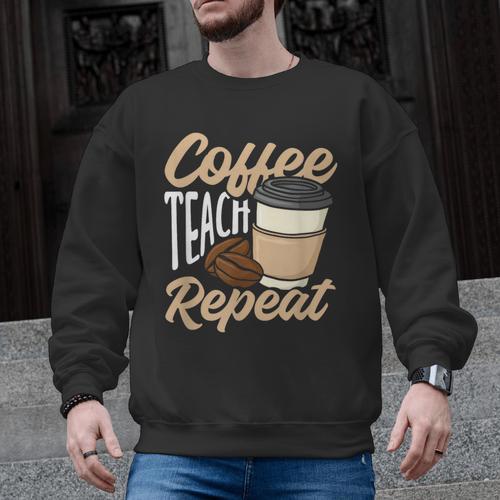 Coffee Teach Repeat Teacher Men Graphic Sweatshirt - teacherstshirts.com DE