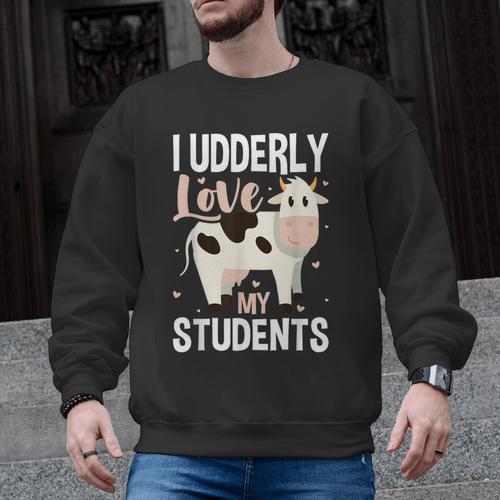 Cow Teacher Lover Men Graphic Sweatshirt - teacherstshirts.com UK