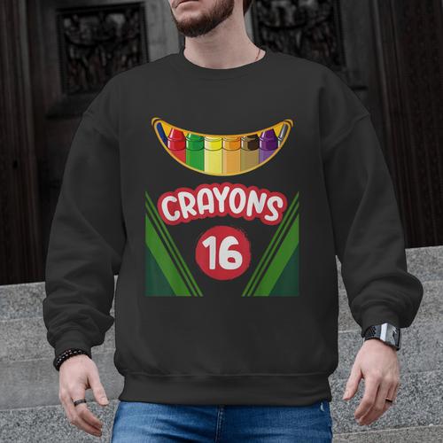 Crayon Box Fun Teacher Student Crayon Squad Halloween 2023 Men Graphic Sweatshirt - teacherstshirts.com
