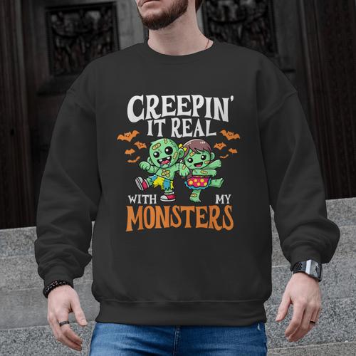 Creepin It Real Monster School Teacher Principal Halloween Men Graphic Sweatshirt - teacherstshirts.com AU