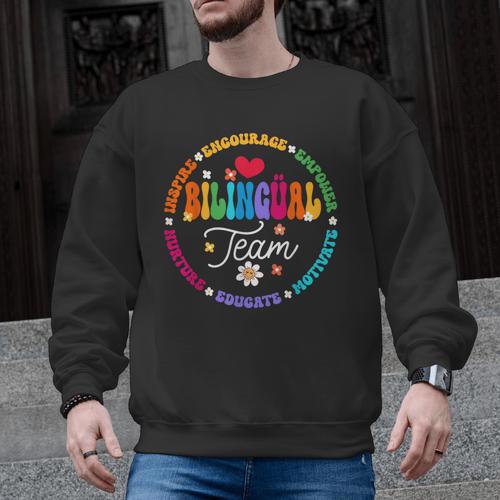 Cultivando Bilingues Dual Language Bilingual Team Teacher Men Graphic Sweatshirt - teacherstshirts.com CA