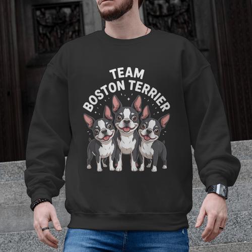 Cute Cartoon For Dog Owners Pet Team Boston Terrier Men Graphic Sweatshirt - Bostonterriersmerch.com