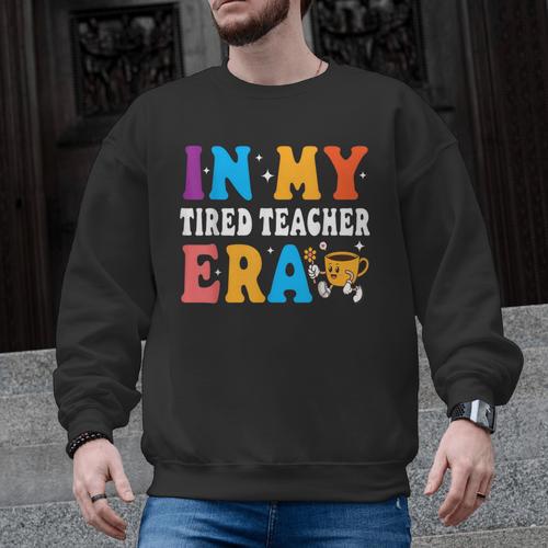 Cute Coffee Glass Face Happy Day In My Tired Teacher ERA For Men Women Men Graphic Sweatshirt - teacherstshirts.com AU
