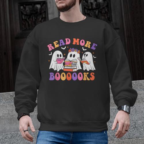 Cute Ghost Read More Books Lover Teacher Halloween Costume Men Graphic Sweatshirt - teacherstshirts.com AU