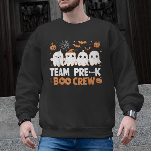 Cute Ghosts Pre-K Boo Crew Teachers Halloween Party Team For Men Women Kids Men Graphic Sweatshirt - teacherstshirts.com DE