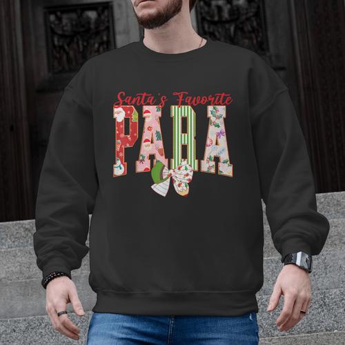 Cute Santas Favorite Para Christmas Paraprofessional Teacher Men Graphic Sweatshirt - teacherstshirts.com AU