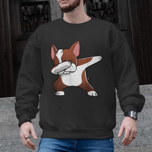 Dabbing Red Boston Terrier Dab Dance Dog Men Women Kids Men Graphic Sweatshirt - Bostonterriersmerch.com