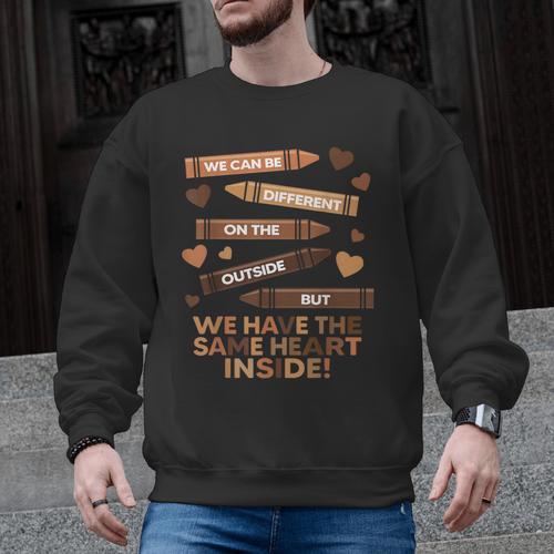 We Can Be Different On The Outside Melanin Teacher Men Women Kids Men Graphic Sweatshirt - teacherstshirts.com CA