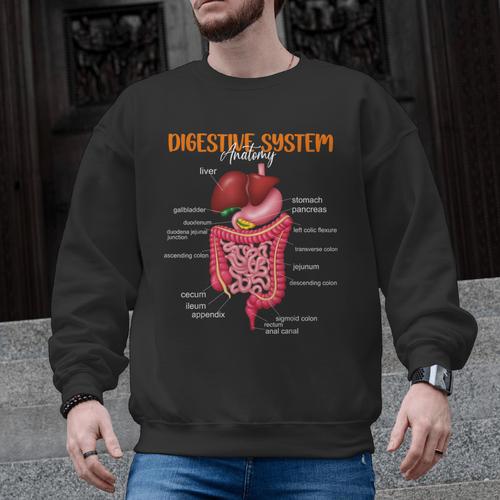 Digestive System Anatomy Anatomical Biology Teacher Men Graphic Sweatshirt - teacherstshirts.com