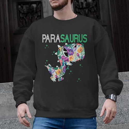 Dino Para Professional Teacher Collection T-Rex Dinosaur Paraeducator Assistant Teacher Men Graphic Sweatshirt - teacherstshirts.com DE