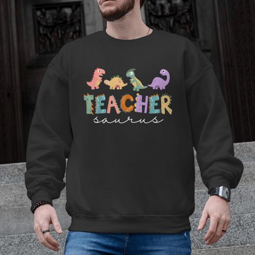 Dinosaur Teacher Teachersaurus Rex Dino Men Graphic Sweatshirt - teacherstshirts.com UK