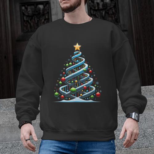 DNA Helix Christmas Tree Scientist Biology Science Teacher Men Graphic Sweatshirt - teacherstshirts.com AU