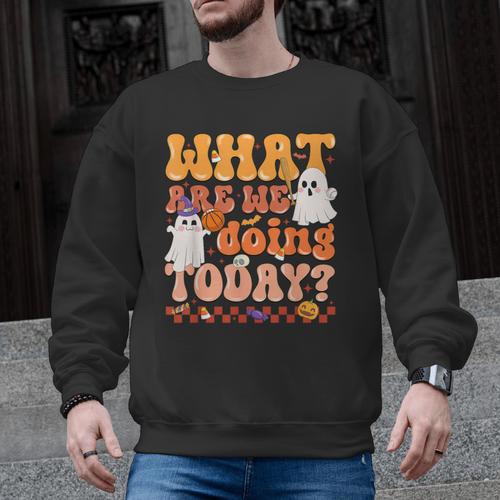 What Are We Doing Today Halloween PE Spooky Teacher Men Graphic Sweatshirt - teacherstshirts.com