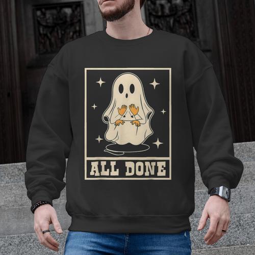 All Done Sign Language Ghost Speech Pathology Teacher Men Graphic Sweatshirt - teacherstshirts.com
