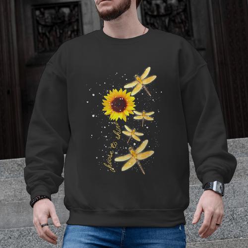 Dragonfly Sunflower Teacher Growth Mindset Choose To Shine Men Graphic Sweatshirt - teacherstshirts.com