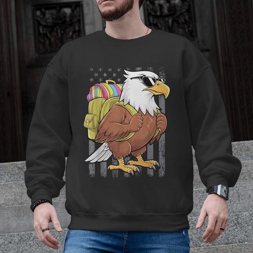 Eagle First Day Of School Teacher Back To School Eagle Men Graphic Sweatshirt - teacherstshirts.com DE