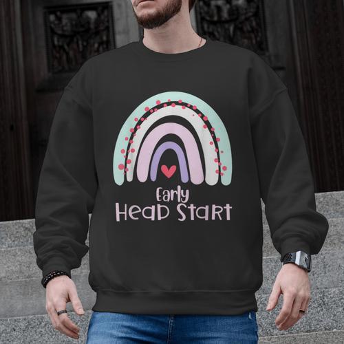 Early Headstart Cute Retro Rainbow Teachers Men Graphic Sweatshirt - teacherstshirts.com AU