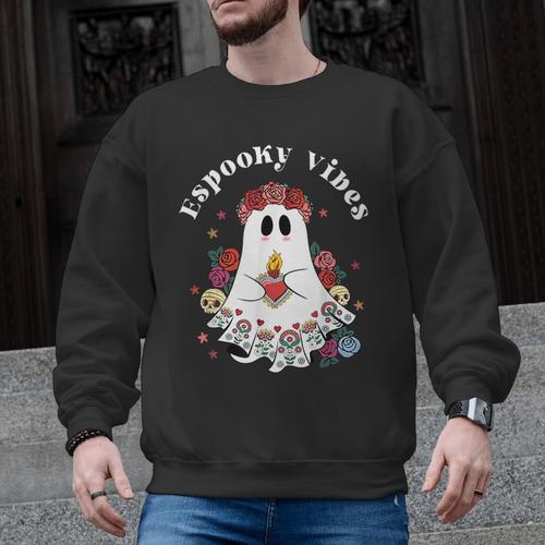 Espooky Vibes Maestra Halloween Spanish Mexican Teacher Men Graphic Sweatshirt - teacherstshirts.com AU