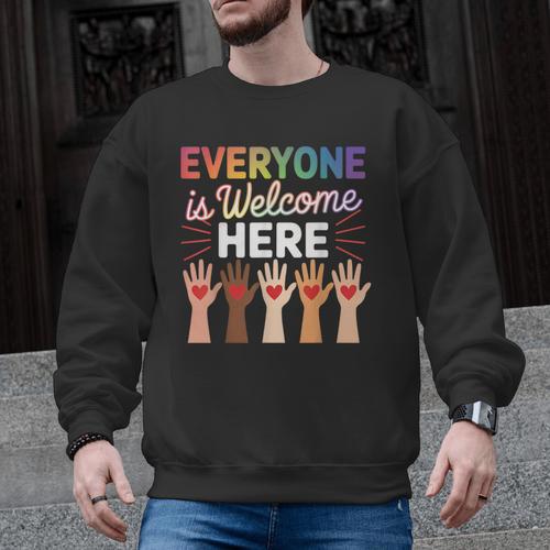 Everyone Is Welcome Here Shirt Teacher Men Graphic Sweatshirt - teacherstshirts.com AU