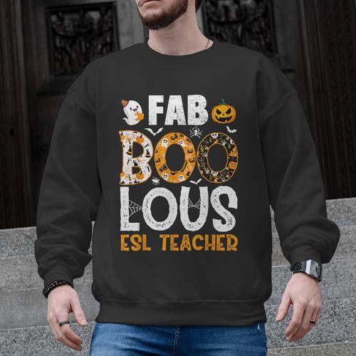 Faboolous ESL ESOL Teacher Spooky Teacher Halloween Costume For Men Women Men Graphic Sweatshirt - teacherstshirts.com