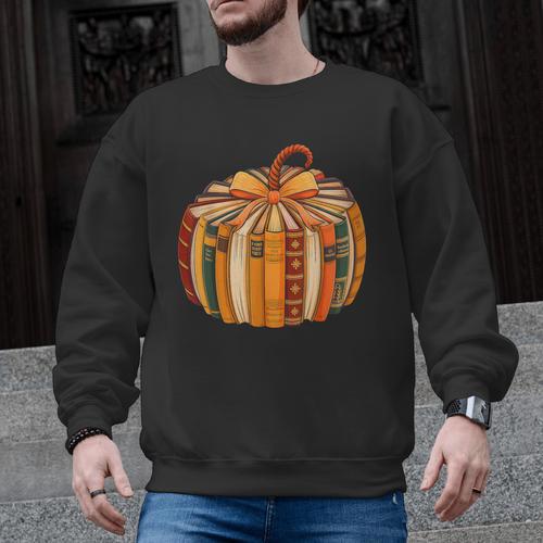 Fall Book Halloween Costume Autumn Pumpkin Teacher Kids Men Graphic Sweatshirt - teacherstshirts.com