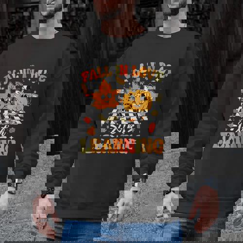 Fall In Love With Learning Fall Teacher Thanksgiving Retro Men Graphic Sweatshirt - teacherstshirts.com