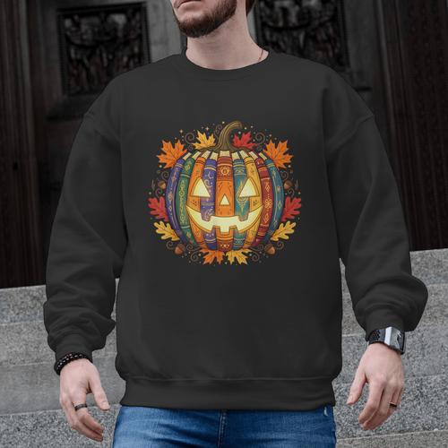 Fall Pumpkin Book Lover Spooky Librarian Teacher Halloween Men Graphic Sweatshirt - teacherstshirts.com