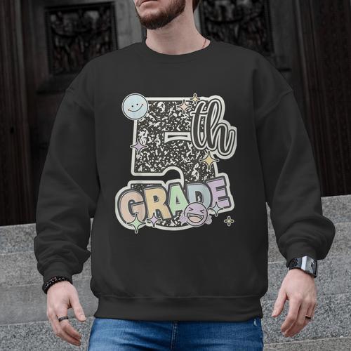 First Day Of Fifth Grade Composition Notebook Teacher Men Graphic Sweatshirt - teacherstshirts.com