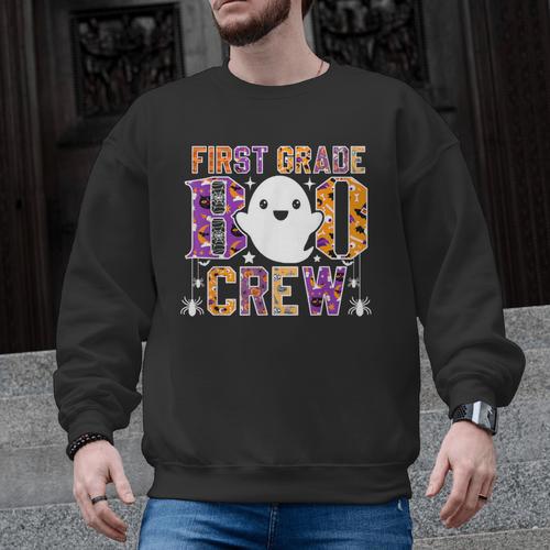 First Grade Boo Crew Teacher Student Halloween Costume Men Graphic Sweatshirt - teacherstshirts.com