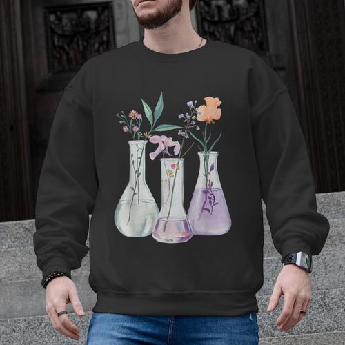 Flowers Test Tube Chemistry Student Science Teacher Women Men Graphic Sweatshirt - teacherstshirts.com AU