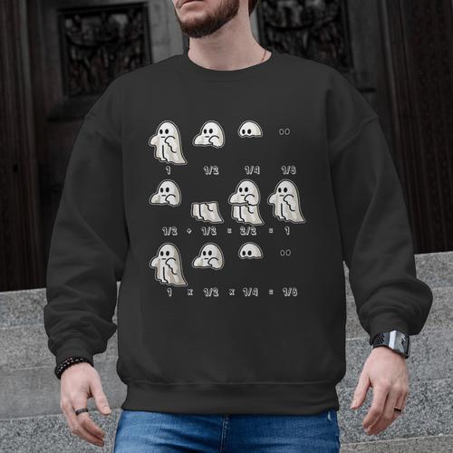 Fractions Math Teacher Ghost Math Halloween Humorous Men Graphic Sweatshirt - teacherstshirts.com AU