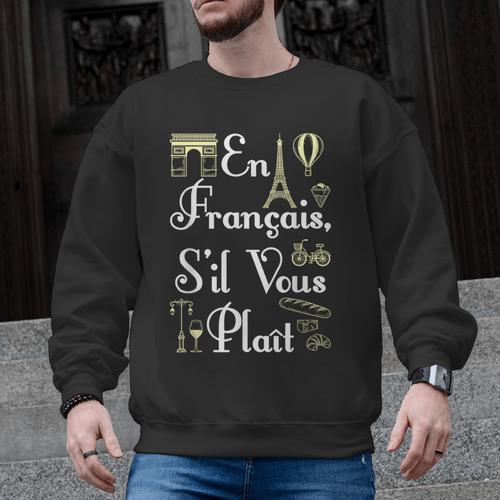 French Teacher En Francais S'Il Vous Plait End Of Year Men Graphic Sweatshirt - teacherstshirts.com