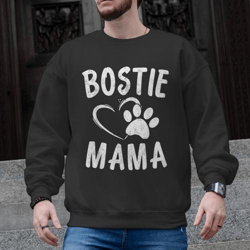 Fun Bostie Mama Dog Lover Apparel Boston Terrier Mom Men Graphic Sweatshirt - Bostonterriersmerch.com