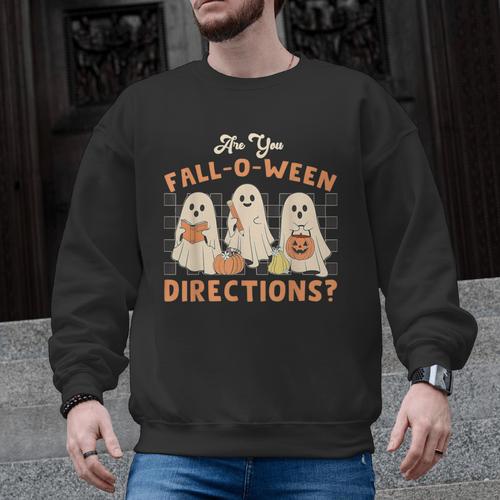 Ghost Are You Fall-O-Ween Directions Teacher Halloween Men Graphic Sweatshirt - teacherstshirts.com