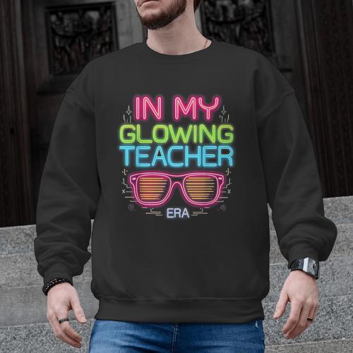 In My Glowing Teacher Era Groovy Colorful Bright Men Graphic Sweatshirt - teacherstshirts.com