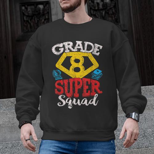 Grade 8 Super Squad Superhero Teacher Team Men Graphic Sweatshirt - teacherstshirts.com AU