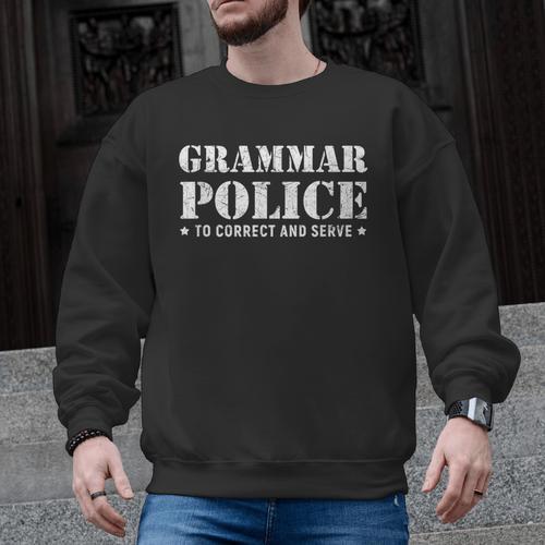 Grammar Police T Shirt English Teacher Men Graphic Sweatshirt - teacherstshirts.com UK