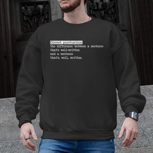 Grammar Teacher And Punny Punctuation Men Graphic Sweatshirt - teacherstshirts.com AU