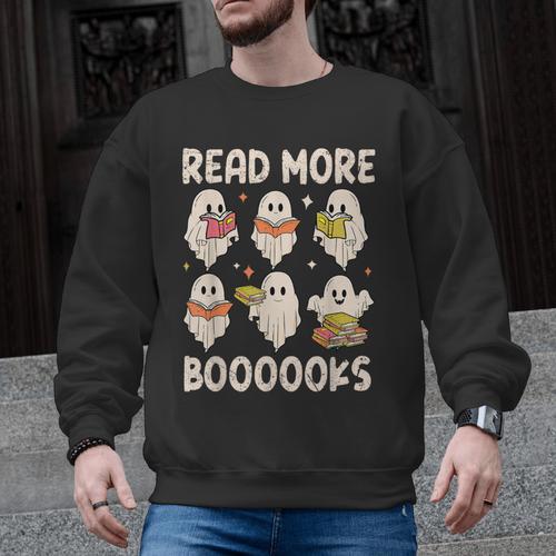 Groovy Halloween Ghost Read More Boooooks Librarian Teacher For Men Women Kids Men Graphic Sweatshirt - teacherstshirts.com