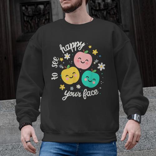 Groovy Happy To See Your Face Teacher School Appreciation Men Graphic Sweatshirt - teacherstshirts.com DE
