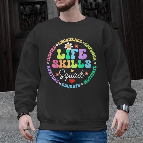 Groovy Life Skills Squad Teacher Special Ed SPED Team Crew Men Graphic Sweatshirt - teacherstshirts.com