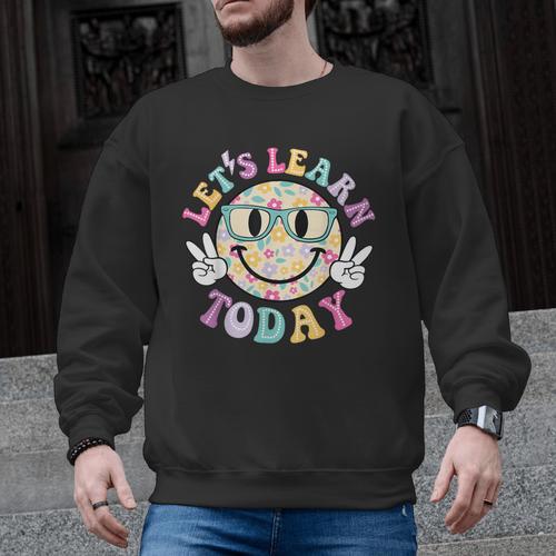 Groovy Retro Lets Learn Today Teacher Student Back To School Men Graphic Sweatshirt - teacherstshirts.com