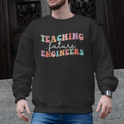 Groovy Teaching Future Engineers Teacher Engineering School Men Women Men Graphic Sweatshirt - teacherstshirts.com