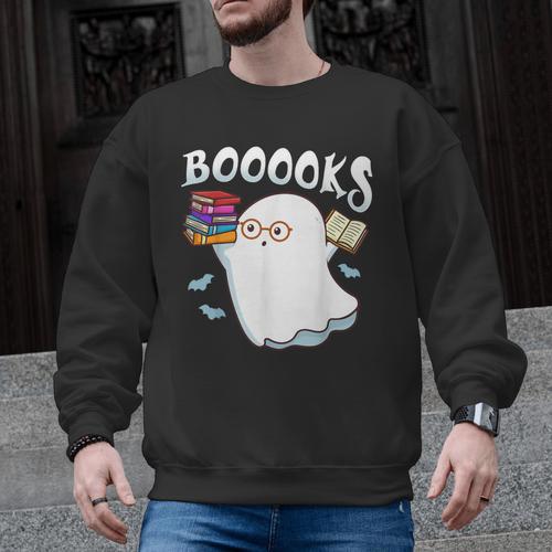 Halloween Books Librarian English Teacher Reader Reading Men Graphic Sweatshirt - teacherstshirts.com UK