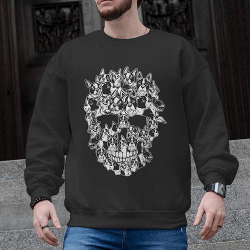 Halloween Costume Skull Boston Terrier Dog Lover Men Graphic Sweatshirt - Bostonterriersmerch.com AU
