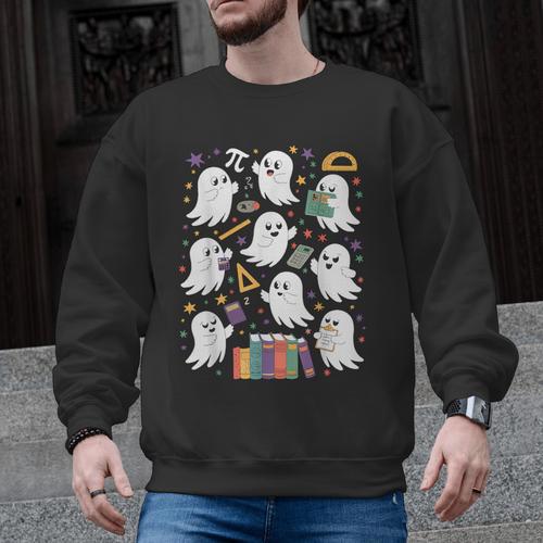 Halloween Math Teacher Ghost Math Teacher Spooky Halloween Men Graphic Sweatshirt - teacherstshirts.com DE